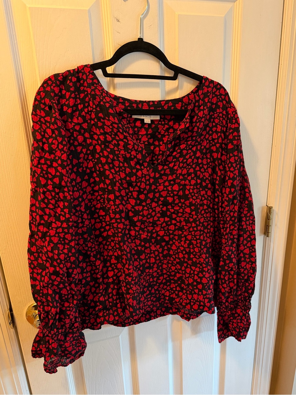 LOFT Blouse with Red Heart Print